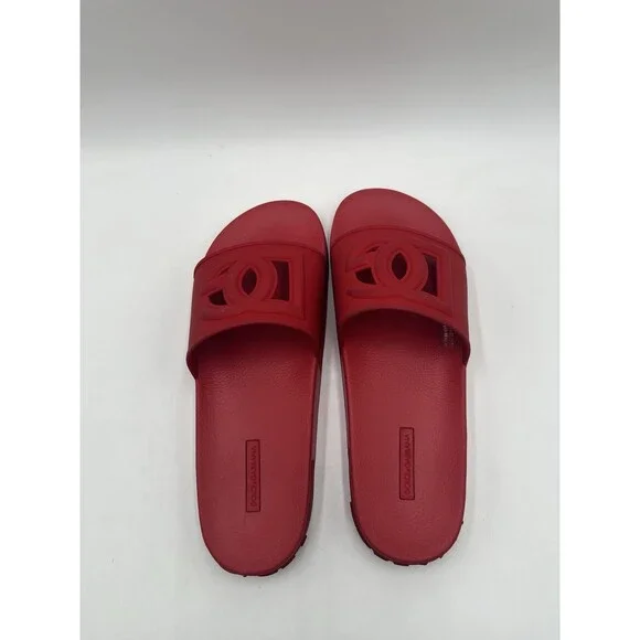 Men’s Dolce & Gabbana red Rubber logo pool slides Size 44